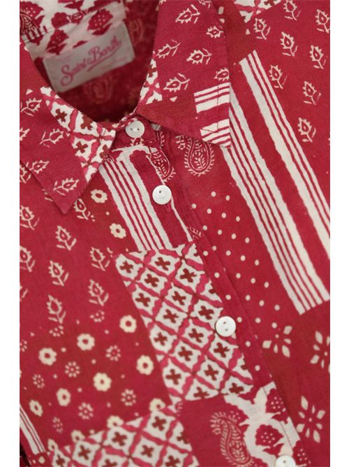 Camicia Meredith in lino con stampa bandana Mc2 Saint Barth | MEREDITH03147H LINEN PATCH INDIGO